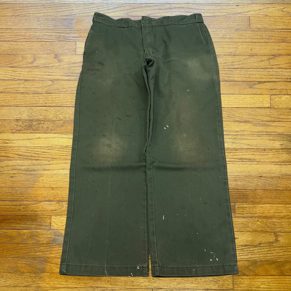 Dickies 874 Original Fit Work Pants Olive Green Distressed Mens 34x28